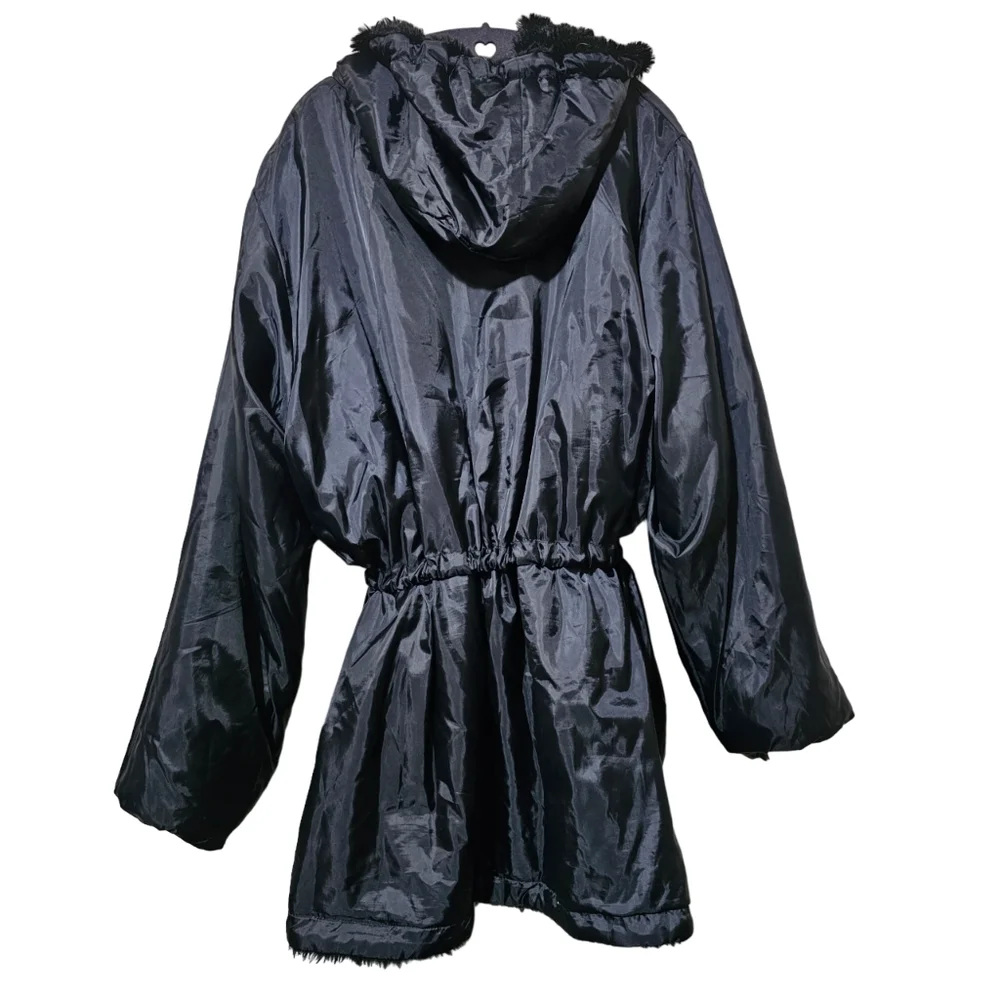 Woman Within Black Faux Fur Reversible Coat - Picture 4 of 5